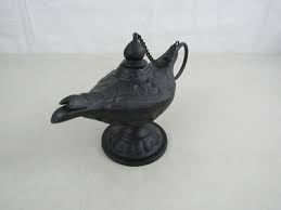 Vintage Cast Iron Aladdin Genie Lamp Candle Holder-9 1/2 ...