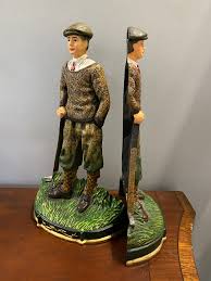 Oversized Metal Classic Golfer Bookends - A Pair | Chairish