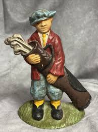 Vintage Cast Iron Golfer Door Stop 9” Tall Bookend Heavy B19 | eBay