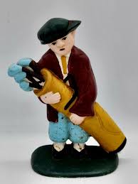 Vintage Golf Caddy Cast Iron Golfer Doorstop Hand Painted 8.5" | eBay
