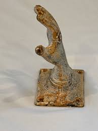 Vintage Cast Iron Wall Hook – Sculpted Hand Design | Chairish