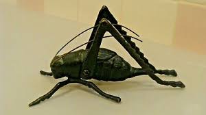Vintage Metal Grasshopper Figurine 5.6" x 2.2" and 2.8" tall ...