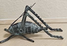 Vintage Grasshopper Cricket Figurine 6” Cast Iron Metal ...