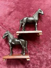Chinese Patinated Bronze Models of Horses on Fitted Wood Stands | eBay