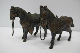 2 Vintage Bronze Horse Figurines~Carnival~Fair~Game Prizes~4 ...