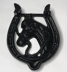 Antique Vintage Cast Iron Metal Horseshoe Horse Head Door ...