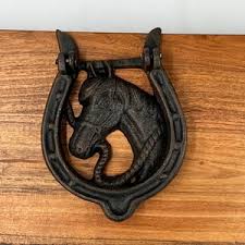 Cast Iron Horse Horseshoe Door Knocker - Etsy