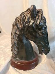 VINTAGE HORSE HEAD BOOKENDS STONE RESIN HEAVY TT 1994 | eBay