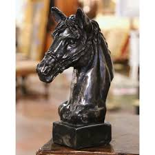 Early 20th Century French Polished Iron Horse Head Sculpture. For Sale at Ruby Lane