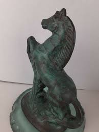 Vintage Ceramic Horse Statue, Aged Brass Aesthetic, 10" Tall ...