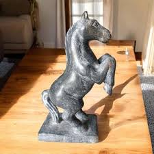 Handmade Grey-black Stone Horse Statue – Rustic Natural ...