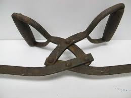 Primitive Cast Iron Ice Block Log Hay Carrying Tongs~Wood Handles~23" x 9.5" | eBay