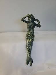 Mermaid Statue Green Cast Iron Heavy Metal Figurine ...