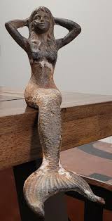 Heavy Cast Iron Sitting Mermaid Sculpture | EstateSales.org