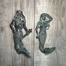 Antique Look MERMAID, NEPTUNE Cast Iron Wall Hooks, LOT OF 2 ...