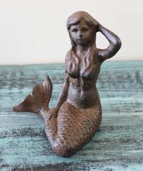 Brown Iron Mermaid Figurine - Wrought Iron Cottage Decor ...