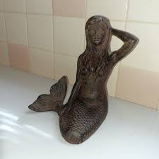 Beautiful Vintage Cast Iron Mermaid Figurine/Doorstop 6.7 ...