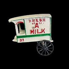 Vintage Cast Iron Toy Horse and Wagon with 24 Milk Bottles & Carrier | eBay