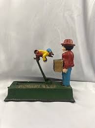 Cast Iron Mechanical Monkey Bank Reproduction WORKS! | eBay