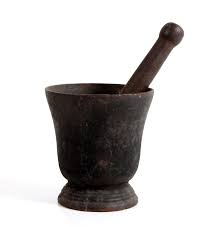 Antique 1800's Cast Iron Mortar & Pestle | Chairish