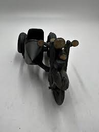 Vintage Cast Iron Motorcycle Model with Side Car Small Fracture By Front Light | eBay