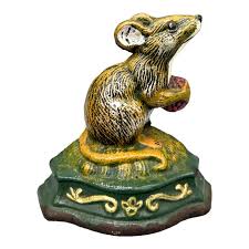 Vintage Painted Cast Iron Mouse Doorstop – Whimsical ...