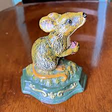 Vintage English Mouse w/Berry Door Stopper Green Metal ...