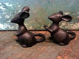 Cast Iron Metal Set Mice Mouse Rodent Figurine Statue Home ...