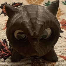 Vtg Owl Wooden Wood Figurine Googly Eyes 4” 1970s? | eBay