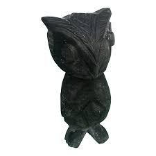 Hand Carved Black Stone Owl Sculpture | Chairish