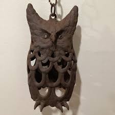 Vintage Life Size Stylized Cast Iron Owl Sculpture Hanging ...