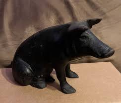 Vintage Black Cast Iron 1920's Heavy Pig Coin Bank 11” In Length | eBay