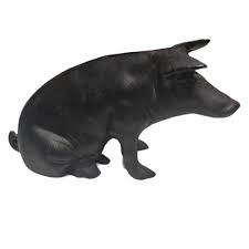 Vintage Cast Iron Door Stop Piggy Bank Black Pig 5lbs Country Cottage - Etsy