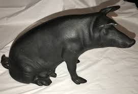 Vintage Cast Iron Pig Piggy Coin Bank Black 7 X 12” Heavy Farmhouse Sow | eBay