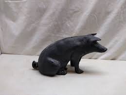 Cast Iron Piggy Bank Pig Door Stop Paper Weight Book End Décor Black | eBay