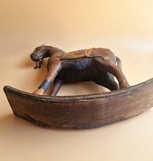 Vintage Indian Hand Carved Wooden Rocking Horse Figure ...