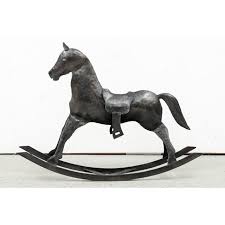 Vintage Handmade Hammered Iron Rocking Horse | Chairish
