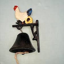Small Vintage Cast Iron Rooster Chicken Wall Mount Dinner Bell farm rustic | eBay