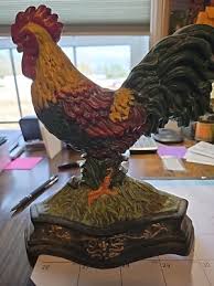 Cast Iron Rooster Door Stop 12” Tall Farmhouse Cottage ...