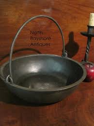 Sold at Auction: Cast Iron Open Hearth Scotch Bowl Bail Handle Early Repair 1700s