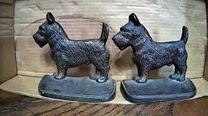 Pair Black Scottie Dog Heavy Cast Iron Book Ends/Door Stops ...