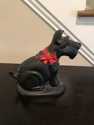 Vintage Black Scottie Dog with Red Bow Cast Iron Door Stop ...