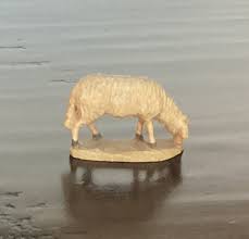 3" SCALE ANRI VINTAGE KUOLT NATIVITY WOOD CARVED SHEEP ...