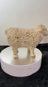 Vintage Cast Iron White Sheep Figurine Very Tight Seems 5" x ...