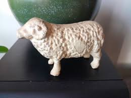 Vintage Cast Iron Big Horn Sheep Figurine Door Stop Paper ...