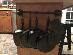Black iron pipe & bed liner make a good cast iron rack. : r/castiron