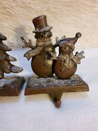 VTG Metal Heavy Snowmen & Christmas Tree Stocking Holder ...