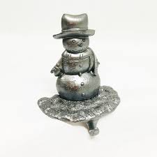 Vintage Snowman With Hat Hand Cast Christmas Stocking Holder ...