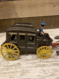 Vintage Cast Iron Horse Drawn Stage Coach Horse & Buggy With Driver 12” Long - Etsy