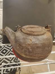 Antique Cast Iron Kettle with Spring Handle & Swing Lid | eBay